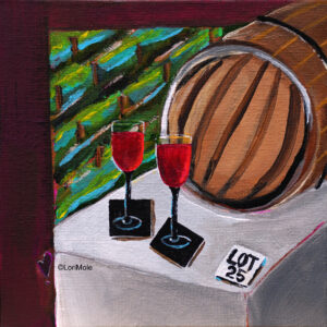 "Barrel Tasting" Original 8 x 8 Art